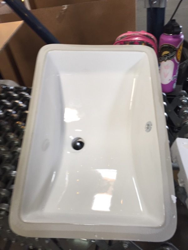 Photo 1 of 20.75 in. W Undermount Ceramic Rectangular Bathroom Sink with Overflow in White
