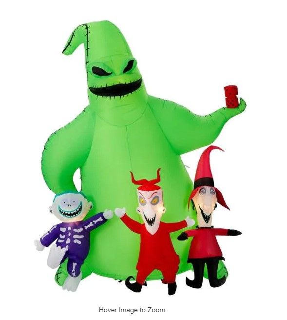 Photo 1 of 9 ft. Oogie Boogie with Lock Shock and Barrel Scene Airblown Disney Halloween Inflatable
AS IS USED, IF NOT PROPPED UP CORRECTLY STOCKS HEAD DOESNT STAY UP, PLEASE SEE PHOTOS 
