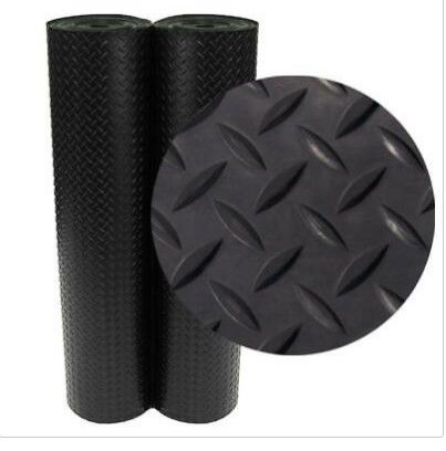 Photo 1 of 4 x 15 ft Rubber Flooring Mat Diamond Plate Black Garage Cover Roll Gym Safety
