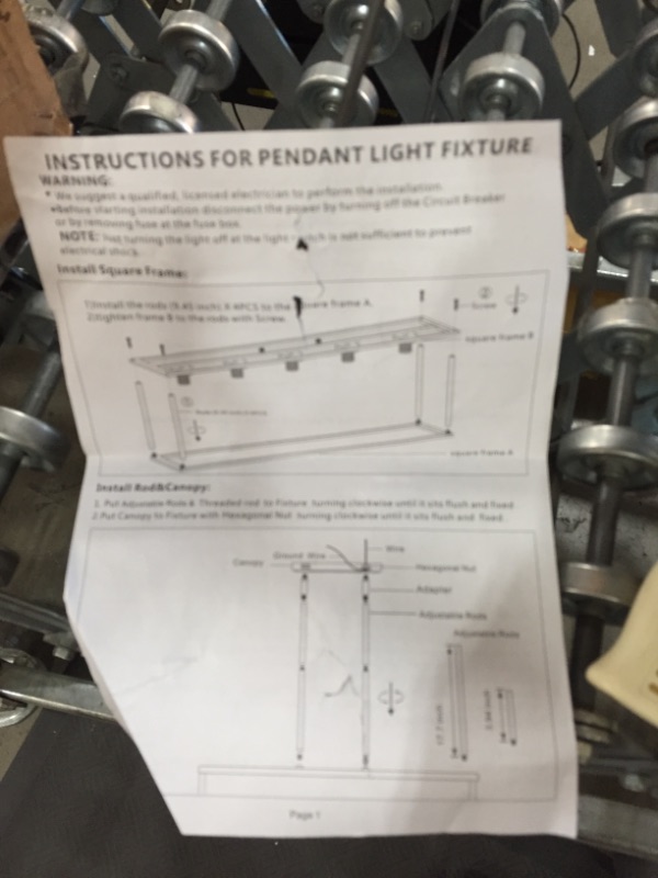 Photo 1 of PENDANT LIGHT FIXTURE 
AS IS USED, MISSING HARDWARE PLEASE SEE PHOTOS 