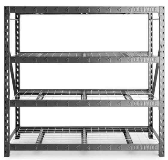 Photo 1 of 4-Tier Welded Steel Garage Storage Shelving Unit (77 in. W x 72 in. H x 24 in. D)
damage from shipping