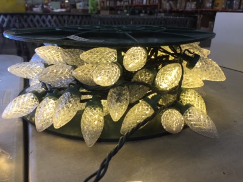 Photo 2 of 50-Light Faceted LED C9 Super Bright Constant on White Lights
AS IS USED