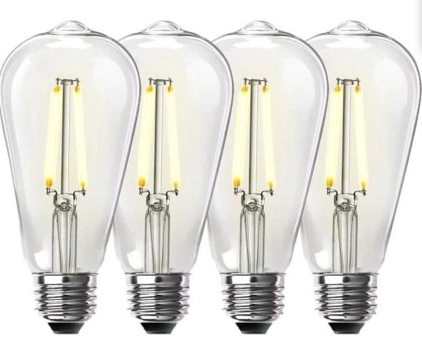 Photo 1 of 60-Watt Equivalent ST19 Dimmable Straight Filament Clear Glass Vintage Edison LED Light Bulb, Warm White (4-Pack)
