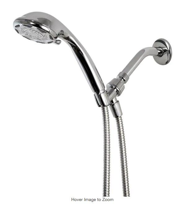 Photo 1 of 6-Spray 4 in. Wall Mount Handheld Shower Head in Chrome
AS IS USED