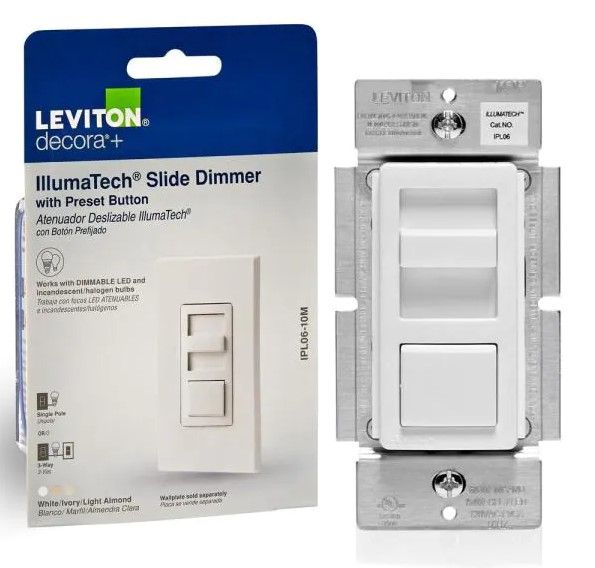 Photo 1 of IllumaTech Slide Dimmer for 150-Watt Dimmable LED, 600-Watt Incandescent/Halogen, White/Ivory/Light Almond
