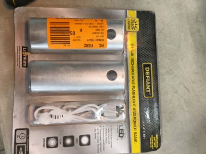 Photo 3 of 130 Lumens Rechargeable Flashlight and Power Bank in Silver (2-Pack)
