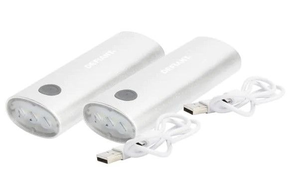 Photo 1 of 130 Lumens Rechargeable Flashlight and Power Bank in Silver (2-Pack)
