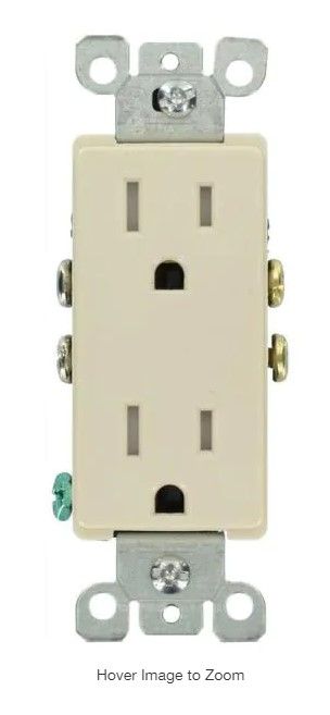 Photo 1 of Decora 15 Amp Tamper-Resistant Duplex Outlet, Light Almond (10-Pack)
