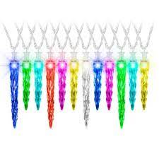 Photo 1 of 23 ft. ColorMotion 24-Light Multi Color Deluxe Christmas Icicle LED String Light
