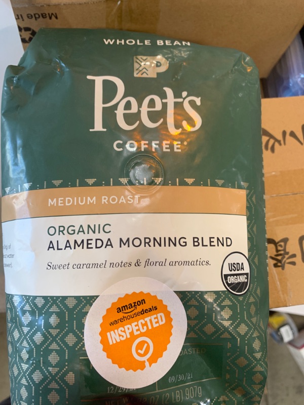 Photo 2 of Peet's Coffee, Organic Alameda Morning Blend - Medium Roast Whole Bean Coffee - 32 Ounce Bag, USDA Organic
AS IS 