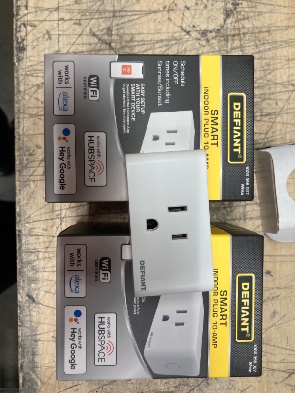 Photo 2 of 15 Amp 120-Volt Smart Hubspace Wi-Fi Bluetooth Plug with 1 Outlet Works with Amazon Alexa and Google Assistant 2 PACK 
