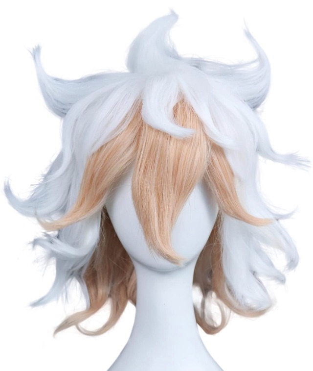 Photo 1 of ANOGOL Wig Cap+ Multi-Color Wigs Short Curly Cosplay Wig White and Orange Synthetic Wigs for Movie (2)