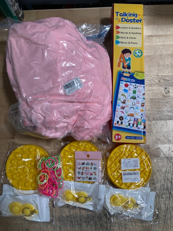 Photo 1 of Assorted Toy Bundle, Poster, Stuffed Animal, Poppers and Nail Stickers 