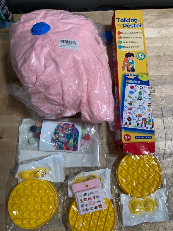 Photo 1 of Assorted Toy Bundle, Poster, Stuffed Animal, Poppers, Nail Stickers and Paint Kit 