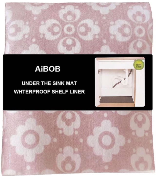 Photo 1 of AiBOB Under Sink Mat, 24 X 30 inches Waterproof Shelf Liners for Kitchen and Bathroom Sinks, Durable thicker Mats, Protects Cabinets, Brown/White (3 pack)