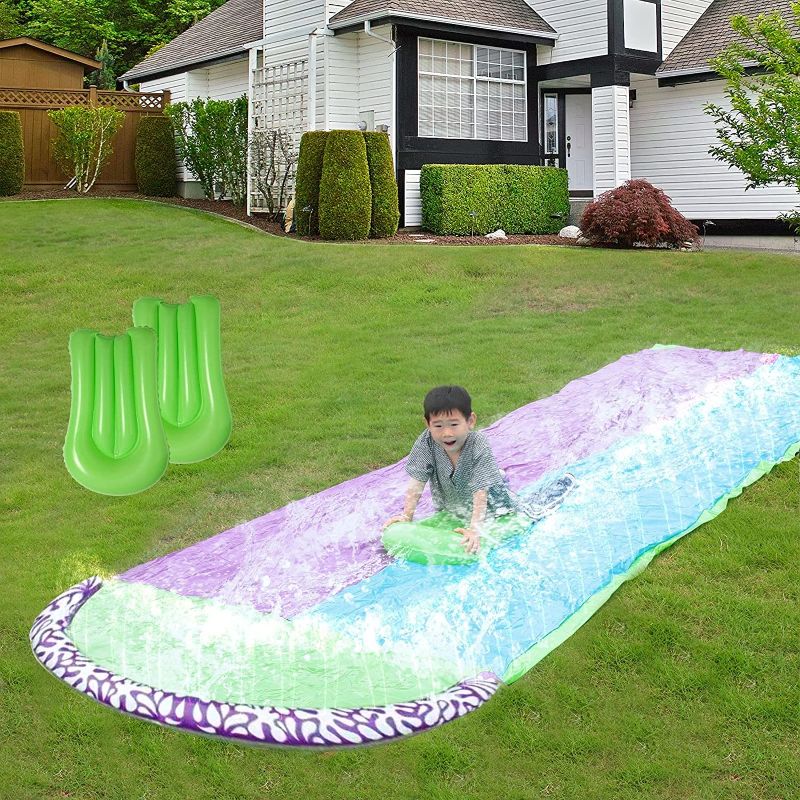 Photo 1 of 15.8Ft Water Slip And Slides With 2 Inflatable C Pads, Double Race Slide 