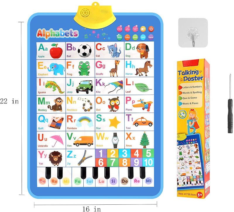 Photo 1 of Electronic Interactive Alphabet Wall Chart, Educational Preschool Toys for Toddler and Kids, Talking ABC & 123s & Music Poster Gifts