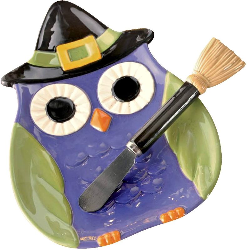 Photo 1 of ~Halloween~ Midnight Owl Plate with Spreader #469967
