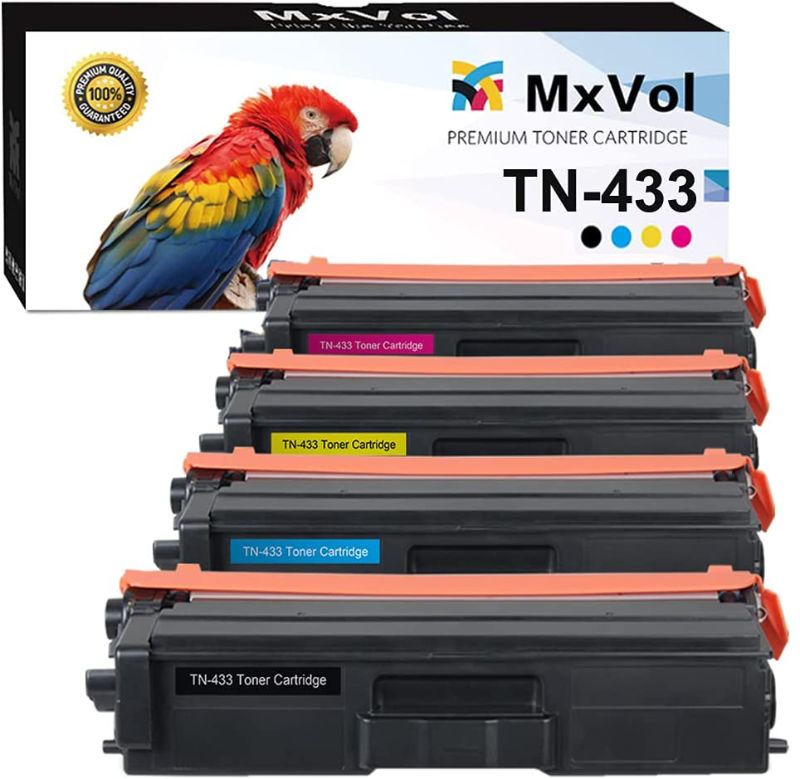 Photo 1 of MxVol Compatible Toner Cartridge Replacement for Brother TN-433 TN-431 TN433 Brother MFC-L8900CDW HL-L8360CDW MFC-L8610CDW HL-L8260CDW Printer Toner (TN433BK TN433C TN433M TN433Y, 4-Pack)
