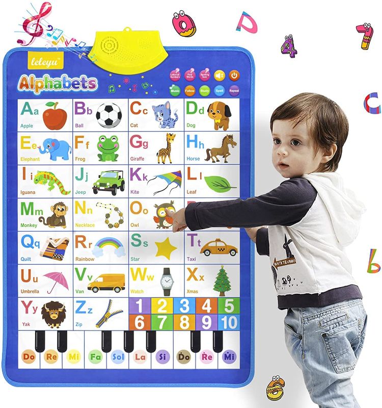 Photo 1 of Electronic Interactive Alphabet Wall Chart, Educational Preschool Toys for Toddler and Kids, Talking ABC & 123s & Music Poster Gifts, Learning Toys for 3, 4, 5 Year Old Boys and Girls