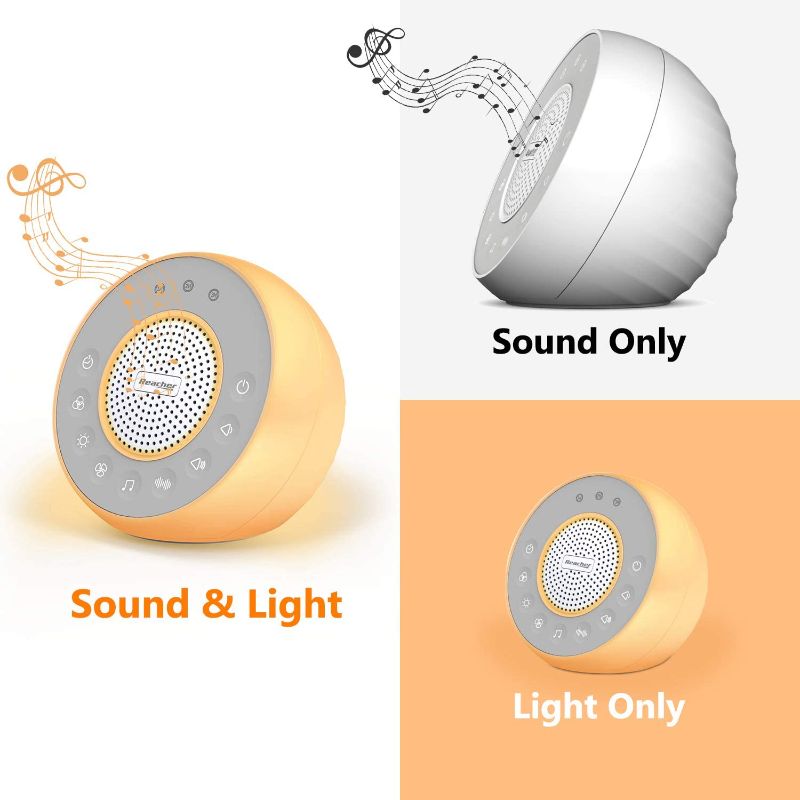 Photo 1 of REACHER R2 White Noise Machine and Night Light with 31 Soothing Sounds, 0-100 Dimmable Color Changing Light, Sleep Timer for Sleeping, Feeding, for Baby, Kids, Adult,Bedside Table
