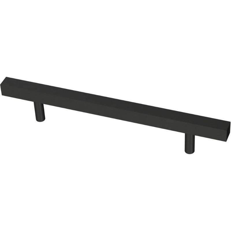 Photo 1 of 3 PACK Square Bar 5-1/16 in. (128 mm) Matte Black Cabinet Drawer Pull
