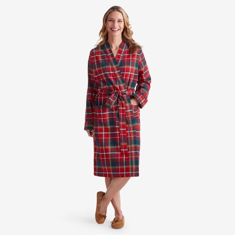Photo 1 of SIZE LARGE**The Company Store Company Cotton Family Flannel Women's Large Red Plaid Robe
