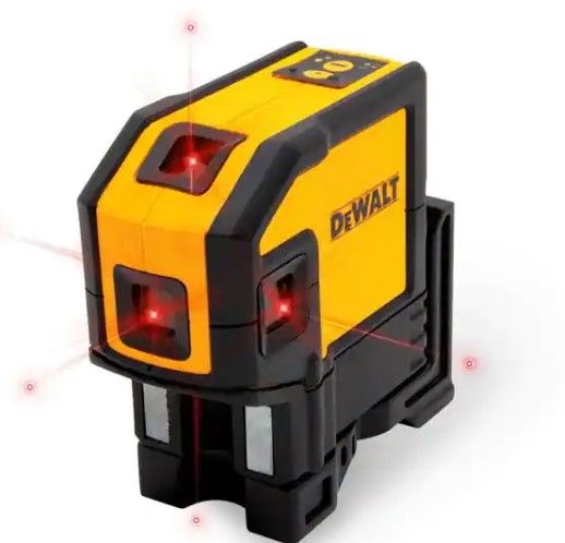 Photo 1 of 165 ft. Red Self-Leveling 5-Spot & Horizontal Line Laser Level with (3) AA Batteries & Case
