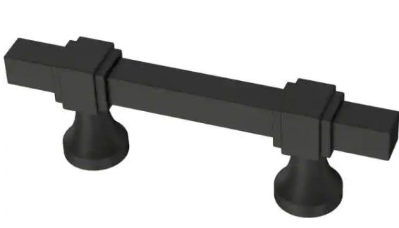 Photo 1 of 3 PACK**Stepped Square 1-3/8 in. to 4 in. (35 mm to 102 mm) Matte Black Adjustable Drawer Pull
