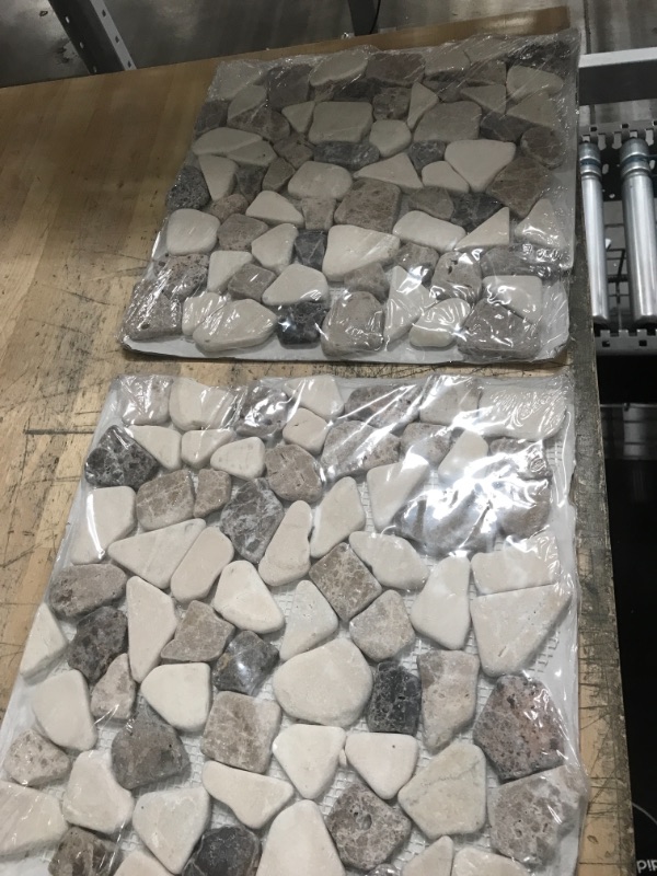 Photo 2 of *2 TILES ONLY* Mix Marble Pebbles 11.42 in. X 11.42 in. X 10mm Tumbled Marble Mesh-Mounted Mosaic Tile (9.1 Sq. Ft. / Case) *2 TILES ONLY*