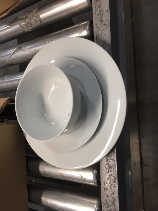 Photo 1 of 18-Piece White Flat Edge Dinner Set - Dishwasher Safe Opal Glassware