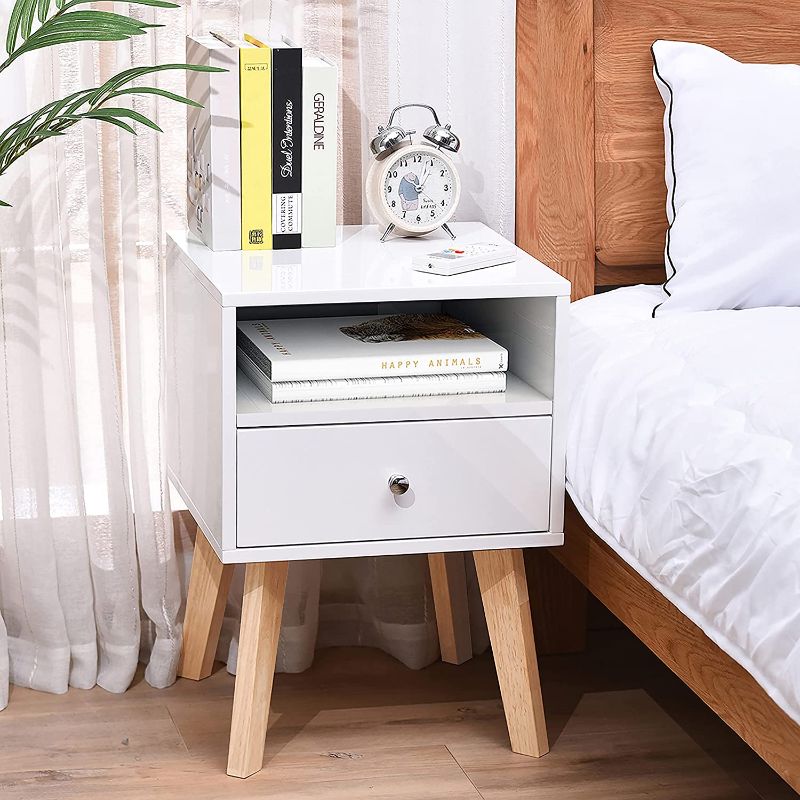 Photo 1 of ***NEVER USED***
 White Nightstand Bedside Table White for Living Room, Modern Nightstand End Table White Nightstand with Open Shelf for Bedroom
