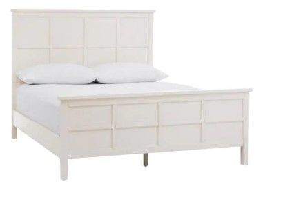 Photo 1 of *Box 2 of 2* Beckley Ivory Wood Queen Bed with Grid Back (64.6 in. W x 54 in. H)

