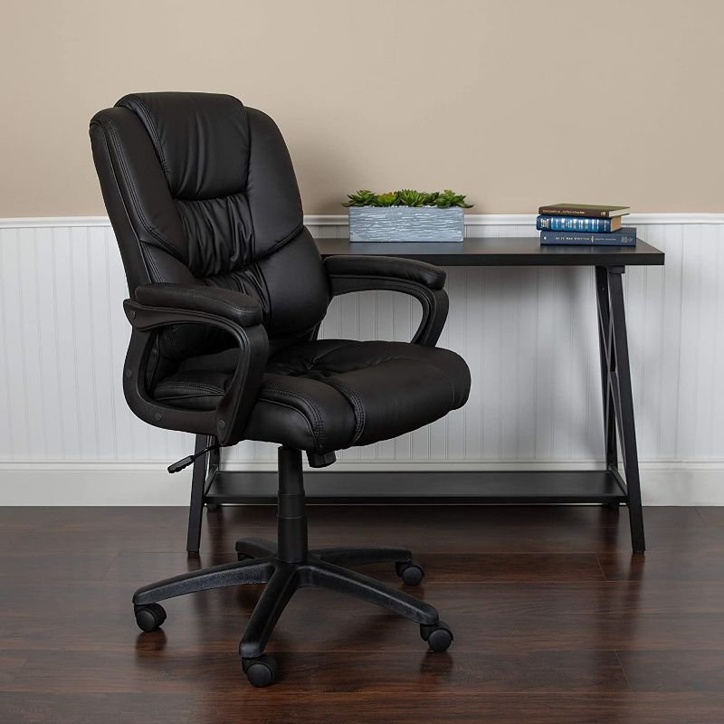 Photo 1 of Flash Furniture Flash Fundamentals Big & Tall 400 lb. Rated Black LeatherSoft Swivel Office Chair with Padded Arms
