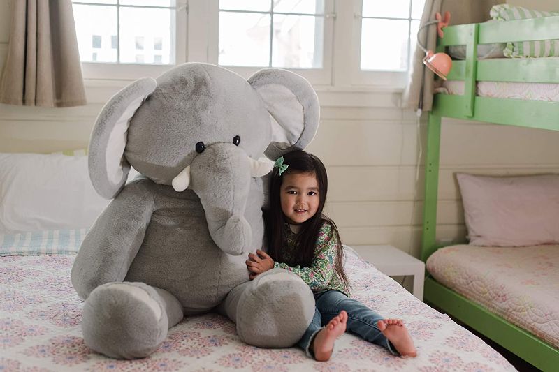 Photo 1 of Animal Adventure | Amazon Exclusive | Sqoosh2Poof | Jumbo Plush Character Compressed Inside Small Box | 44" Elephant , Gray
