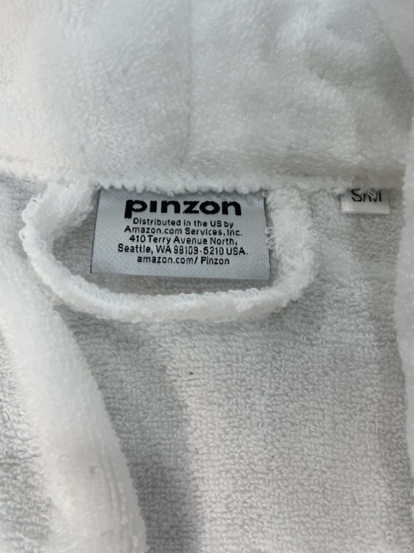 Photo 3 of Amazon Brand – Pinzon Terry Bathrobe 100% Cotton, White, Small / Medium
