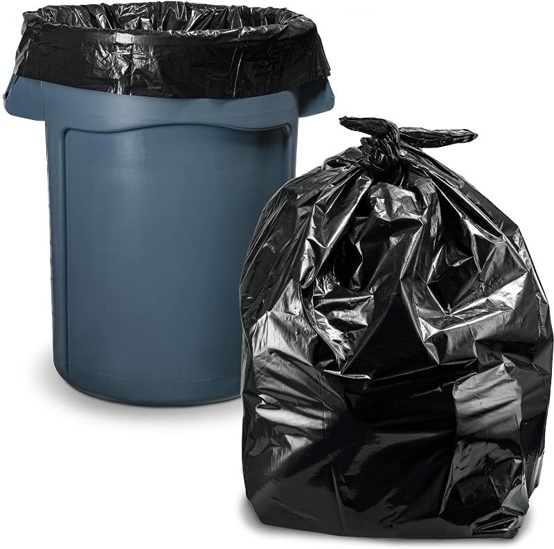 Photo 1 of 45 Gallon Trash Bags, (Value-Pack 100 Count w/Ties) Extra Large Black Heavy Duty Garbage Bags - 39 Gallon - 40 Gallon - 42 Gallon - 44 Gallon - 45 Gallon Large Trash Bag Can Liners Capacity
