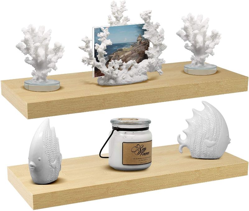 Photo 1 of Sorbus Floating Shelf — Hanging Wall Shelves Decoration — Perfect Trophy Display, Photo Frames — Extra Long 24 Inch (Maple Wood)