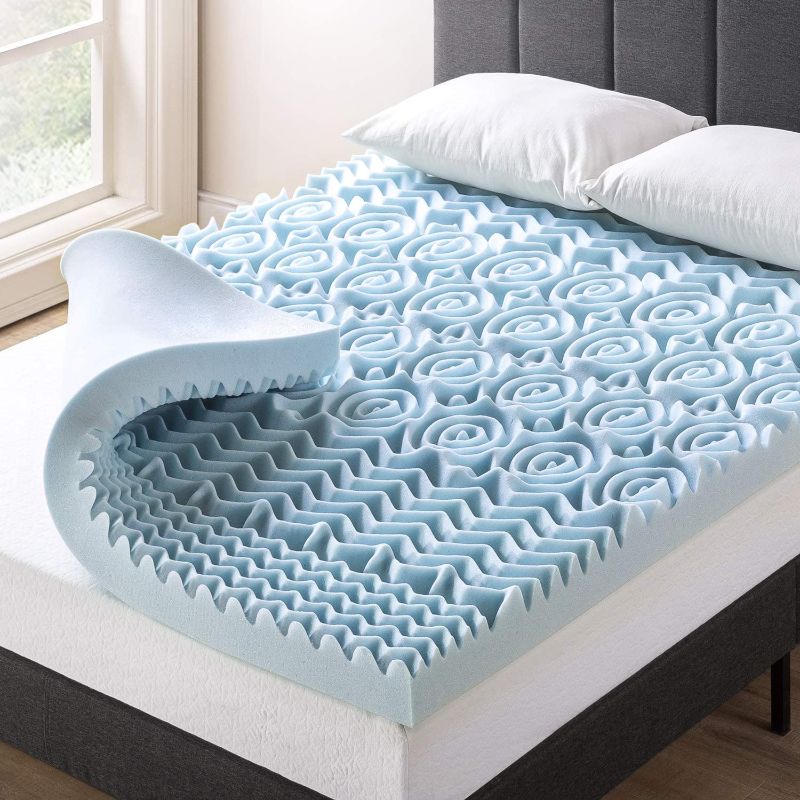 Photo 1 of  USED PREVIOUSLY OPENED 
Best Price Mattress 4 Inch 5-Zone Memory Foam Mattress Topper with Cooling Gel Infusion, CertiPUR-US Certified, King