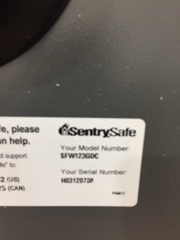 Photo 3 of ***NO KEY, NO COMBINATION***
SentrySafe SFW123GDC Fireproof Waterproof Safe with Digital Keypad, 1.23 Cubic Feet, Gun Metal Gray
