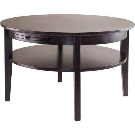 Photo 1 of ***Used, cosmetic damage and scratches*** 
Winsome Wood Amelia Round Coffee Table with Pull-Out Tray, Espresso Finish
