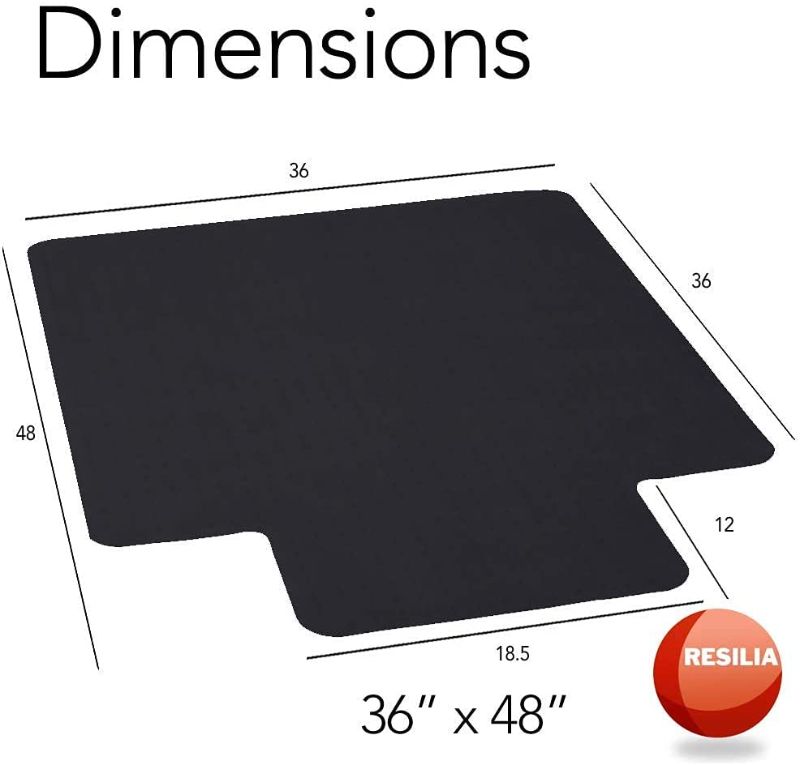 Photo 1 of **CHAIR MAT HAS MINOR CRACK**
Resilia Office Desk Chair Mat with Lip - for Carpet ( with Grippers ) Black , 36 Inches x 48 Inches , Made in The USA
