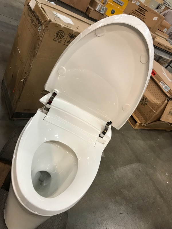 Photo 7 of **TOILET FRAME HAS DAMAGE TO THE BACK, REFER TO PHOTOS**POWER BUTTON DOES NOT POWER ON WHEN PLUGGED IN TO POWER OUTLET**
Kohler K-5401-PA-0 Veil Comfort Height Skirted One-Piece Elongated Dual-Flush Intelligent toilet, White
