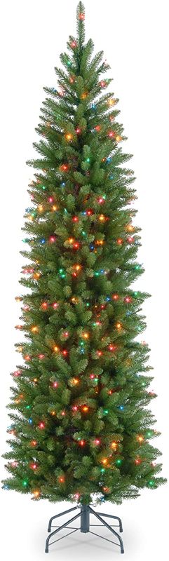 Photo 1 of **THREE PIECE TREE AND STAND **
National Tree Company Artificial Pre-Lit Slim Christmas Tree, Green, Kingswood Fir, Multicolor Lights, Includes Stand, 7 Feet
