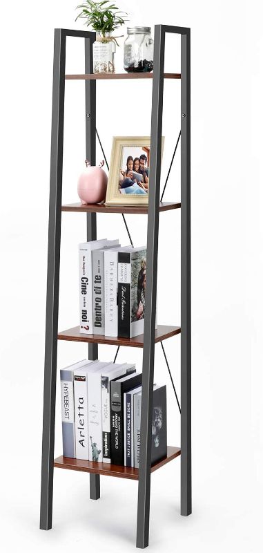 Photo 1 of **HARDWARE INCOMPLETE**
Industrial Ladder Shelf, 4-Tier Bookshelf, Plant Flower Stand, Multipurpose Organizer Rack for Home, Office, Living Room, Balcony, Bedroom by Pipishell
