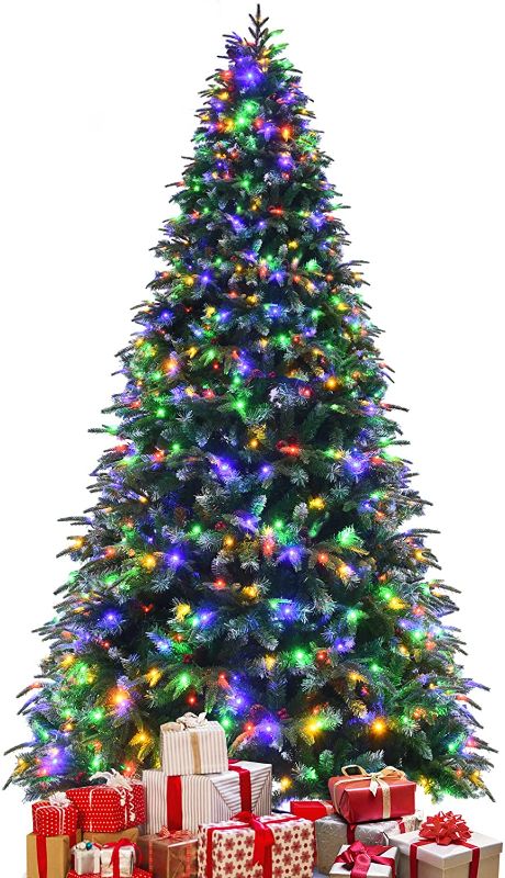 Photo 1 of ***ONLY ONE PART OF THE TREE LIGHTS UP, **
GOFLAME 9ft Pre-Lit Artificial Christmas Tree, Realistic Xmas Tree w/ 2599 Branch Tips, 780 Multi-Color LED Lights, 63 Pinecones & Red Berries, Pine Tree w/ 11 Flash Modes for Holiday Decoration
