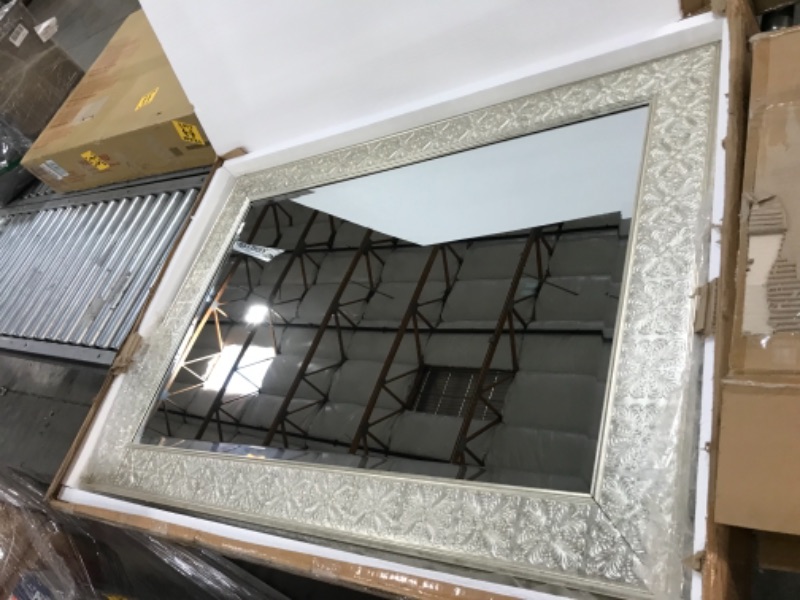 Photo 2 of **ONE CORNER OF MIRROR IS LOOSE BUT STILL INTACT**
MCS 24x36 Inch Stamped Medallion Wall Mirror, 32x44 Inch Overall Size, Champagne Silver (47700), 32 by 44-Inch
