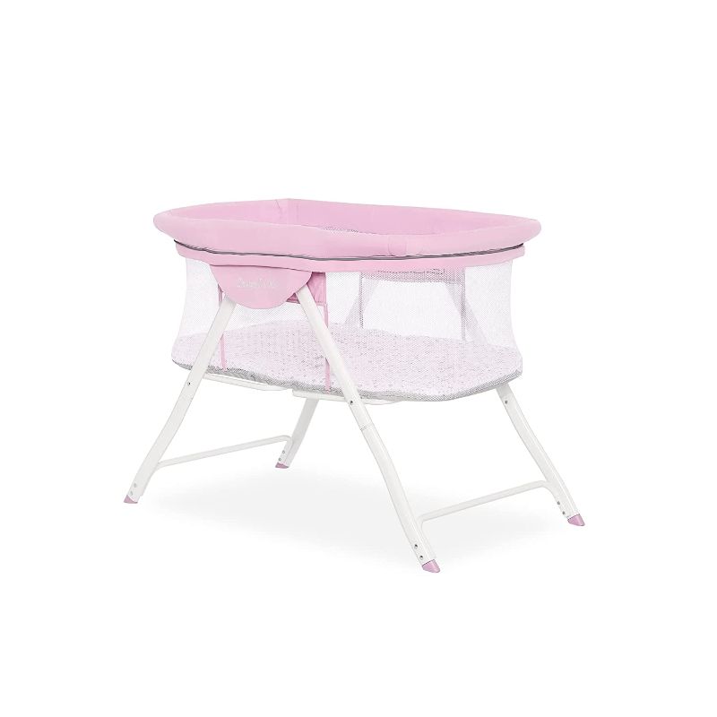 Photo 1 of **SIMILAR TO STOCK PHOTO**
Dream On Me Poppy Traveler Portable Bassinet in Purple and Pink
