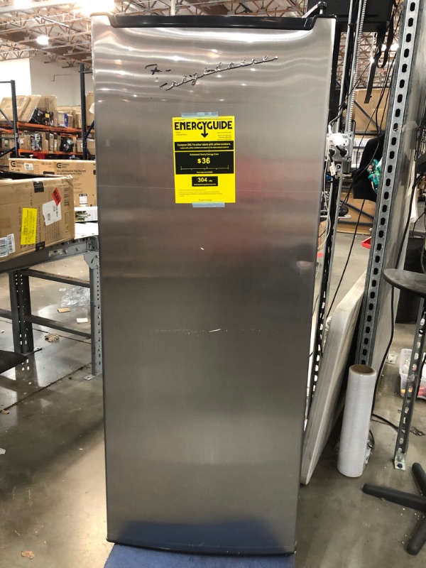 Photo 4 of **DOOR IS NOT ATTACHED TO FRIDGE** FRIDE FRAME HAS MINOR DENTS**
Frigidaire EFRF696-AMZ Upright Freezer 6.5 cu ft Stainless Platinum Design Series & WirthCo 40092 Funnel King Drip Tray - Black Plastic 22 x 22 x 1.5 Inches - Perfect for Catching Spills or 