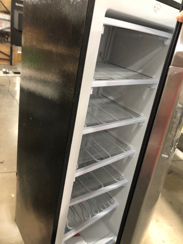 Photo 6 of **DOOR IS NOT ATTACHED TO FRIDGE** FRIDE FRAME HAS MINOR DENTS**
Frigidaire EFRF696-AMZ Upright Freezer 6.5 cu ft Stainless Platinum Design Series & WirthCo 40092 Funnel King Drip Tray - Black Plastic 22 x 22 x 1.5 Inches - Perfect for Catching Spills or 